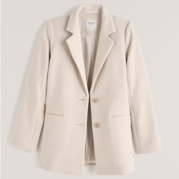 Abercrombie‎ & Fitch Heavyweight Wool-Blend Blazer Coat, Beige/White, Size M - Picture 1 of 12